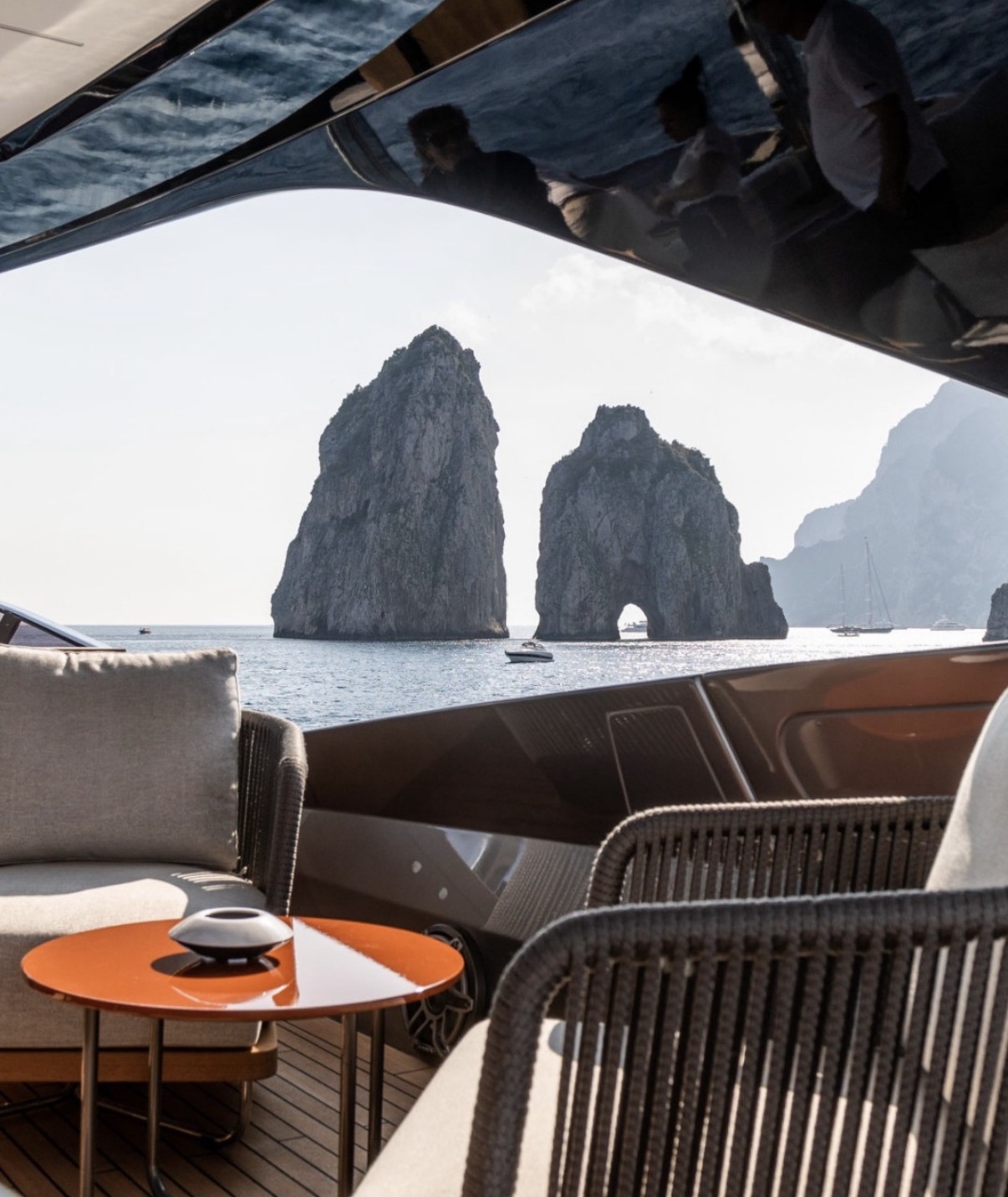 View from the aft deck towards the Faraglioni, Capri