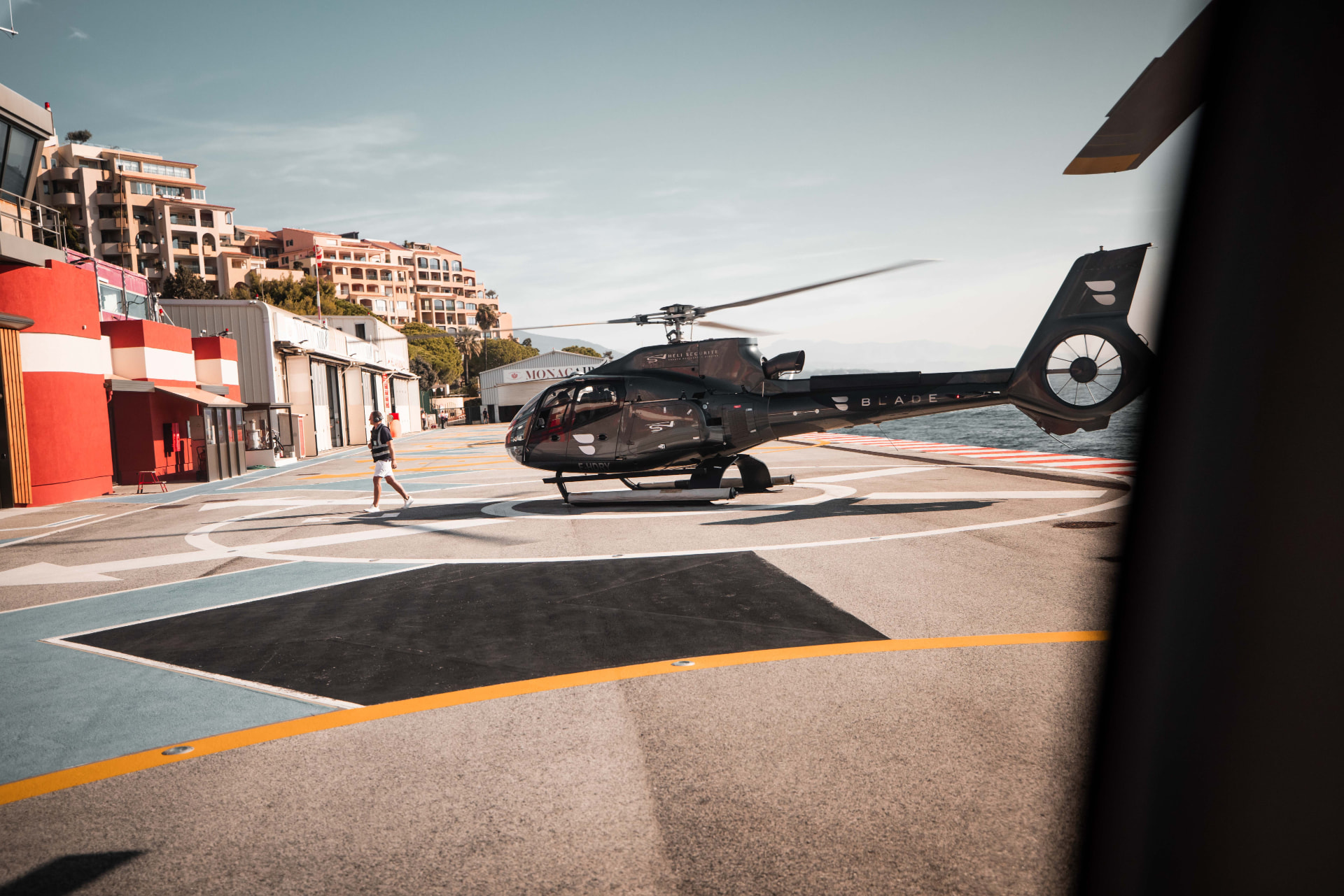Private helicopter in flight