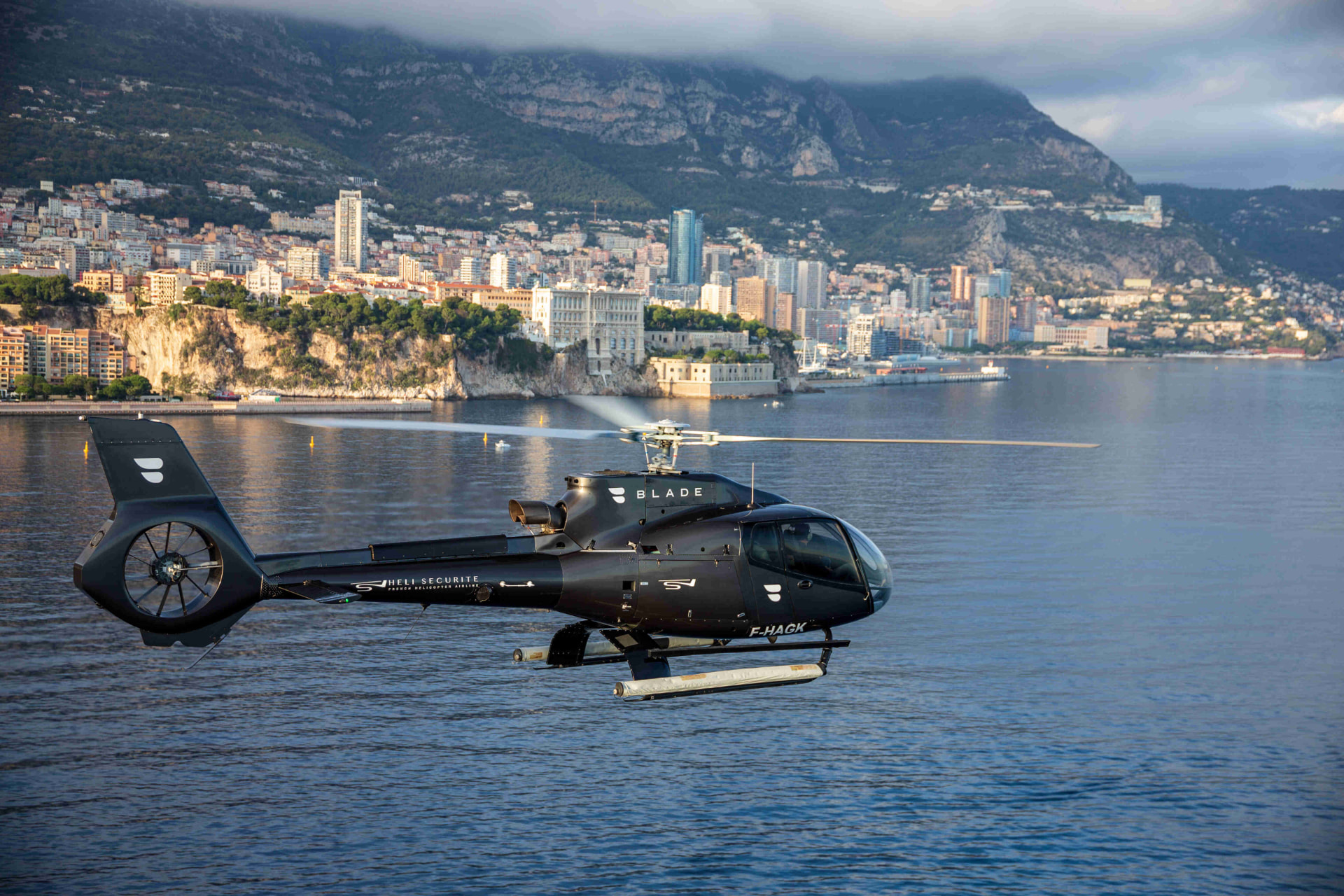 Private helicopter transfer over Monaco
